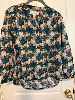 Trovata Dark Green Floral V-Neck Long Sleeve (Bailey) Blouse